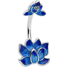 Load image into Gallery viewer, Double Blue Lotus Double Mount Belly Ring
