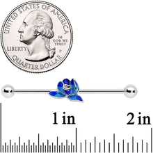 Load image into Gallery viewer, 14G Lovely Blue Lotus Flower Industrial Barbell 38mm