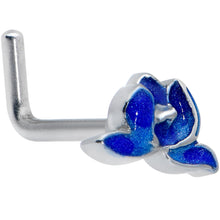 Load image into Gallery viewer, 18G 5/16 Lovely Blue Lotus Flower L Shape Nose Ring