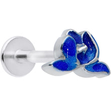 Load image into Gallery viewer, 16G 5/16 Lovely Blue Lotus Flower Labret Monroe Tragus