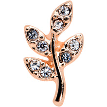 Load image into Gallery viewer, 16G 1/4 Clear Gem Rose Gold Tone Lush Leaves Cartilage Tragus