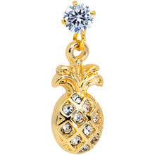 Load image into Gallery viewer, 16G 1/4 Clear Gem Gold Tone Pineapple Dangle Cartilage Tragus