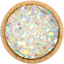 Load image into Gallery viewer, White Druzy Stone Wood Saddle Plug Set