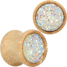 Load image into Gallery viewer, 7/16 White Druzy Stone Wood Saddle Plug Set