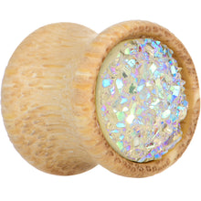 Load image into Gallery viewer, 7/16 White Druzy Stone Wood Saddle Plug Set
