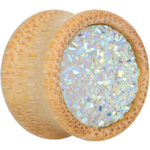 Load image into Gallery viewer, 5/8 White Druzy Stone Wood Saddle Plug Set