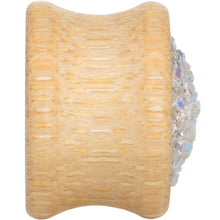 Load image into Gallery viewer, 5/8 White Druzy Stone Wood Saddle Plug Set