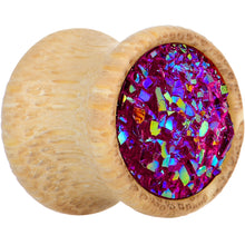 Load image into Gallery viewer, 7/16 Pink Druzy Stone Wood Saddle Plug Set