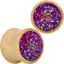 Load image into Gallery viewer, Pink Druzy Stone Wood Saddle Plug Set