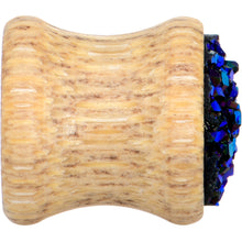 Load image into Gallery viewer, Blue Druzy Stone Wood Saddle Plug Set