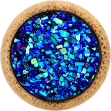 Load image into Gallery viewer, 7/16 Blue Druzy Stone Wood Saddle Plug Set