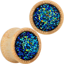 Load image into Gallery viewer, 5/8 Blue Druzy Stone Wood Saddle Plug Set