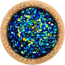 Load image into Gallery viewer, 5/8 Blue Druzy Stone Wood Saddle Plug Set