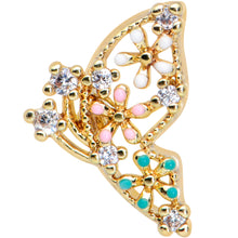 Load image into Gallery viewer, 16G 1/4 Clear CZ Gem Gold Tone Abstract Butterfly Cartilage Tragus