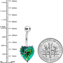 Load image into Gallery viewer, Blue CZ Gem Great Big Heart Valentines Day Belly Ring