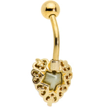 Load image into Gallery viewer, Clear CZ Gem Gold Tone Great Big Heart Valentines Day Belly Ring