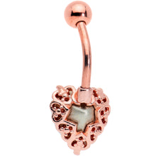 Load image into Gallery viewer, Clear CZ Gem Rose Gold Tone Great Big Heart Valentines Day Belly Ring