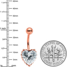 Load image into Gallery viewer, Clear CZ Gem Rose Gold Tone Great Big Heart Valentines Day Belly Ring
