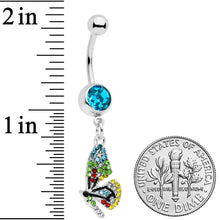 Load image into Gallery viewer, Blue Red Green Gem Glitzy Dragonfly Dangle Belly Ring