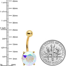 Load image into Gallery viewer, Clear Gem Gold Tone Simply Elegant Style Belly Ring