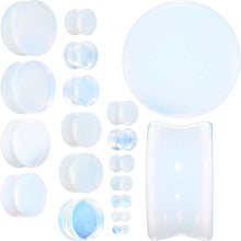 Load image into Gallery viewer, White Opalite Double Flare Plug Set