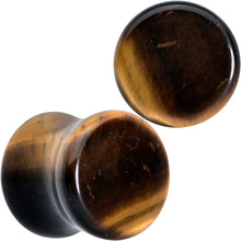 Load image into Gallery viewer, Natural Brown Tiger Eye Stone Double Flare Plug Set