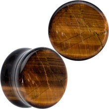 Load image into Gallery viewer, Natural Brown Tiger Eye Stone Double Flare Plug Set