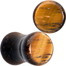 Load image into Gallery viewer, Natural Brown Tiger Eye Stone Double Flare Plug Set
