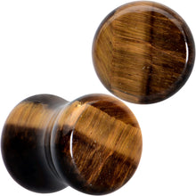 Load image into Gallery viewer, Natural Brown Tiger Eye Stone Double Flare Plug Set