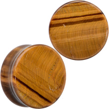 Load image into Gallery viewer, Natural Brown Tiger Eye Stone Double Flare Plug Set