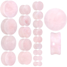 Load image into Gallery viewer, Pink Rose Quartz Round Double Flare Plug Set