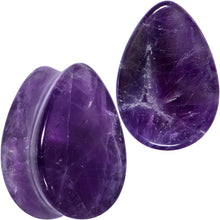 Load image into Gallery viewer, Purple Amethyst Stone Drop Saddle Plug Set