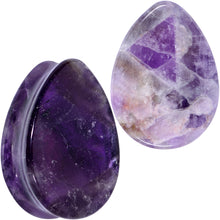 Load image into Gallery viewer, Purple Amethyst Stone Drop Saddle Plug Set