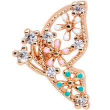 Load image into Gallery viewer, 20G 1/4 Clear CZ Gem Rose Gold Tone Abstract Butterfly Nose Bone