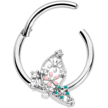 Load image into Gallery viewer, 16G 3/8 Clear CZ Gem Abstract Butterfly Hinged Segment Ring