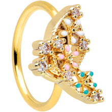 Load image into Gallery viewer, 20G 5/16 Clear CZ Gem Gold Tone Abstract Butterfly Nose Hoop