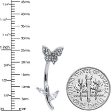 Load image into Gallery viewer, Clear Gem Branch Butterfly Top Mount Belly Ring