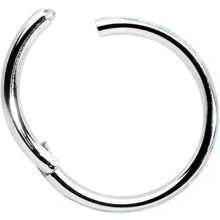 Load image into Gallery viewer, 16G 3/8 White Synthetic Opal Forward Facing Hinged Segment Ring