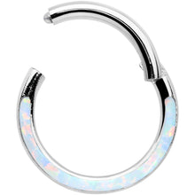 Load image into Gallery viewer, 16G 5/16 White Synthetic Opal Bottom Curve Hinged Segment Ring
