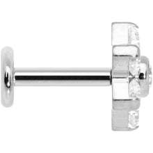 Load image into Gallery viewer, 16G 1/4 Clear CZ Gem G23 Titanium Flower Labret Monroe Tragus