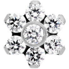 Load image into Gallery viewer, 16G 5/16 Clear CZ Gem G23 Titanium Flower Labret Monroe Tragus