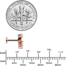 Load image into Gallery viewer, 16G 1/4 Clear CZ Gem Rose Gold Hue Fan Internally Thread Labret