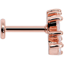 Load image into Gallery viewer, 16G 5/16 Clear CZ Gem Rose Gold Hue Fan Internally Thread Labret