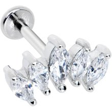 Load image into Gallery viewer, 16G 5/16 Clear CZ Gem Fan Internally Thread Labret Monroe Tragus