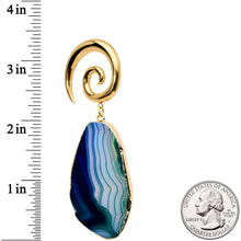 Load image into Gallery viewer, 2G Gold Tone Blue Marble Onyx Stone Spiral Taper Ear Weights