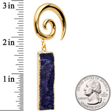 Load image into Gallery viewer, 2G Blue Druzy Stone Rectangle Spiral Taper Ear Weights