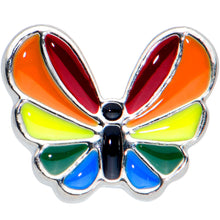 Load image into Gallery viewer, 16G 1/4 Pride Rainbow Stripes Butterfly Cartilage Tragus Earring
