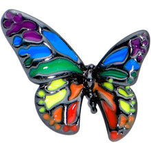 Load image into Gallery viewer, 16G 1/4 Black Rainbow Pride Butterfly Cartilage Tragus Earring