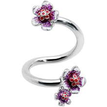 Load image into Gallery viewer, Flower In Flower Purple Red Spiral Belly Ring