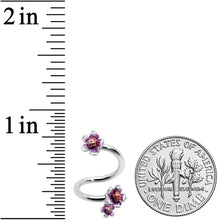 Load image into Gallery viewer, Flower In Flower Purple Red Spiral Belly Ring